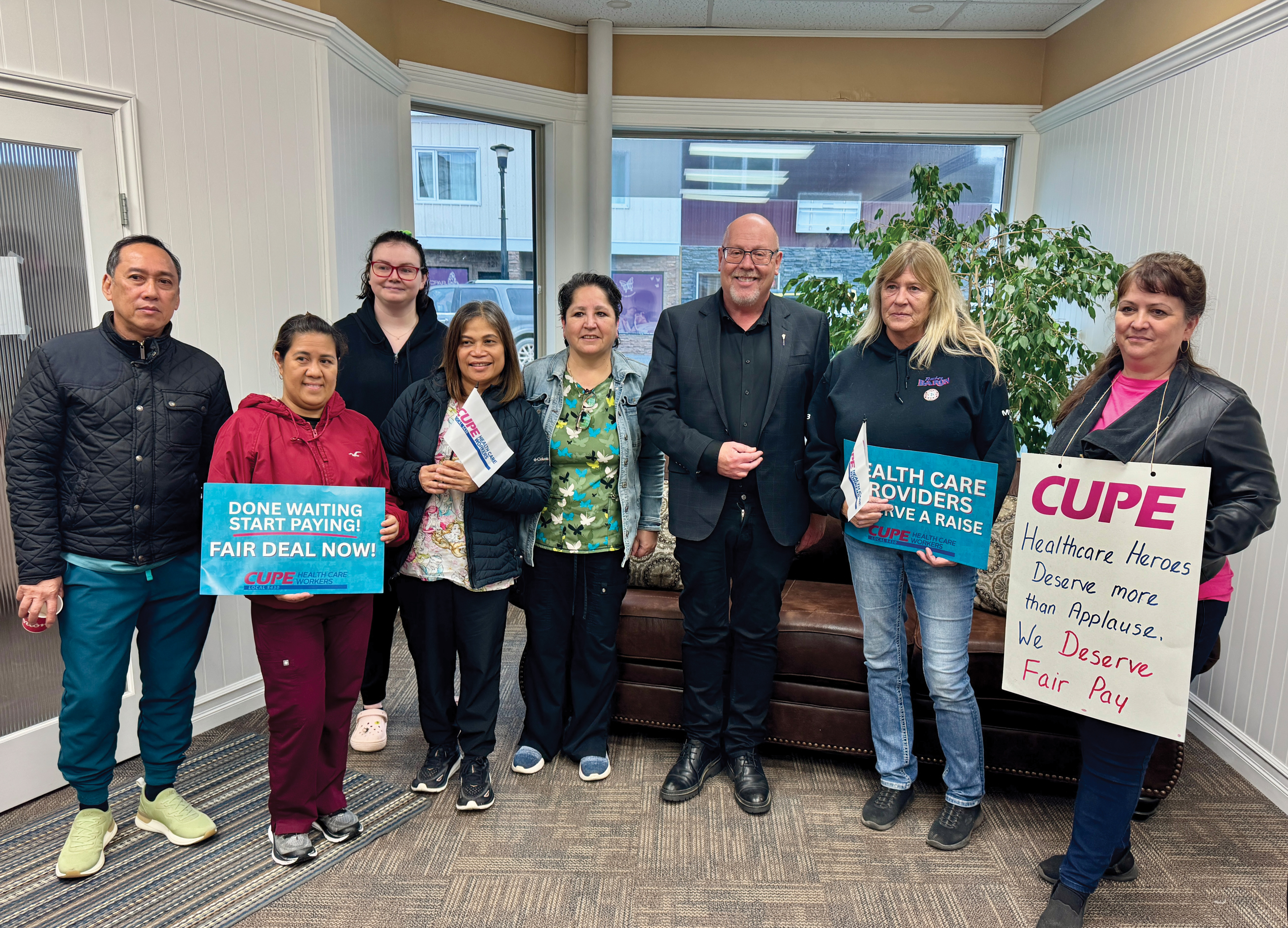 CUPE Local 5430 holding a rally on Main Street Moosomin on Friday and meeting with Moosomin-Montmartre MLA Kevin Weedmark at his office in Moosomin below and below right.